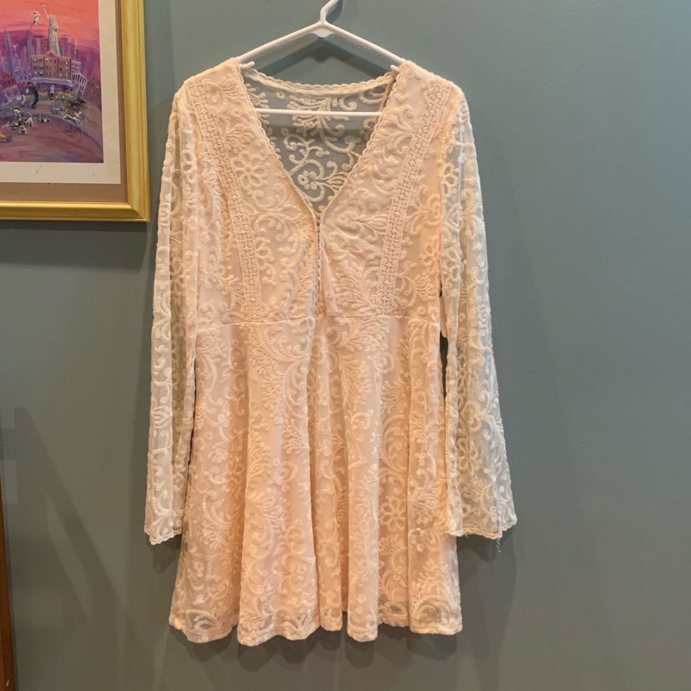 Altar’d State Cream lace long sleeve dress